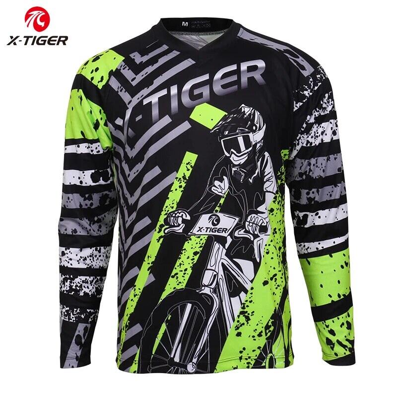 Áo đua xe đạp leo núi, Áo đua xe đạp leo núi bằng vải polyester 100% x-Tiger dài tay