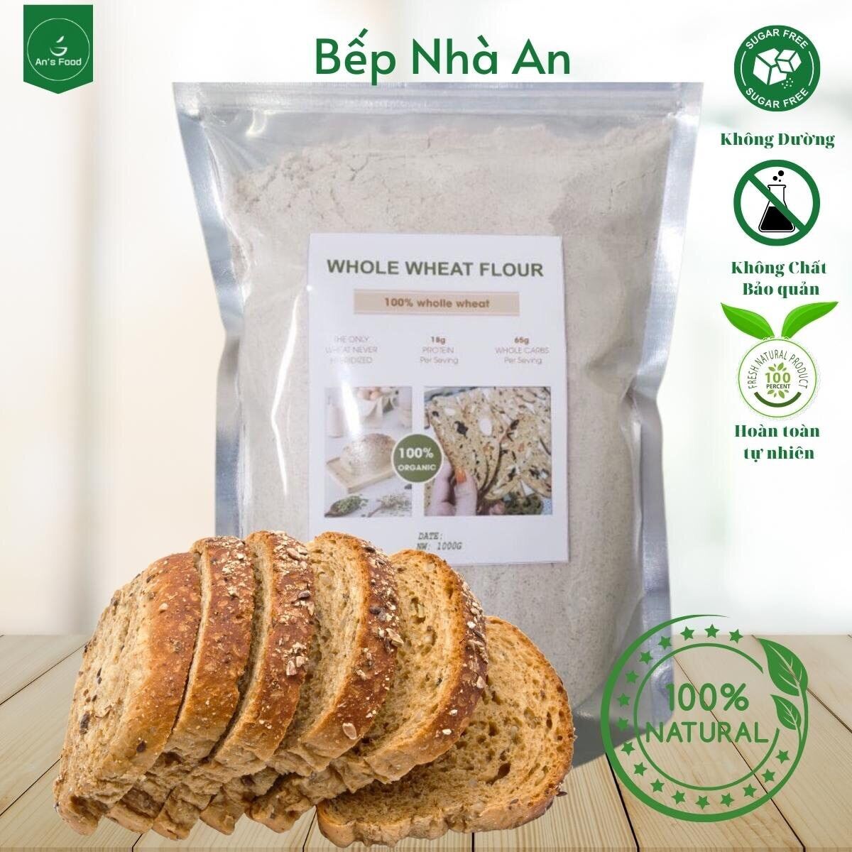 Bột mì nguyên cám - whole wheat flour 1kg