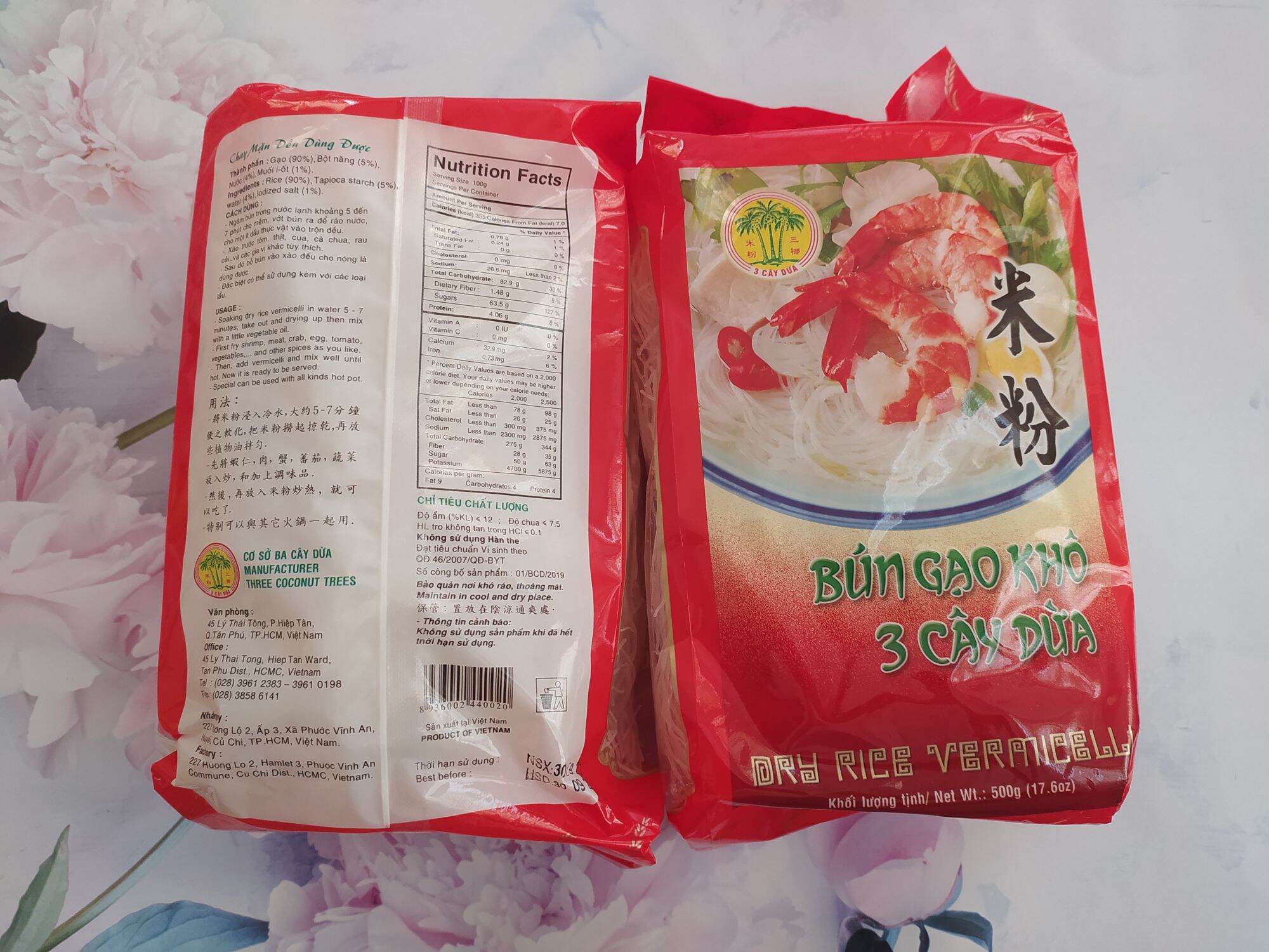 Bún Gạo Khô 3 Cây Dừa 500g