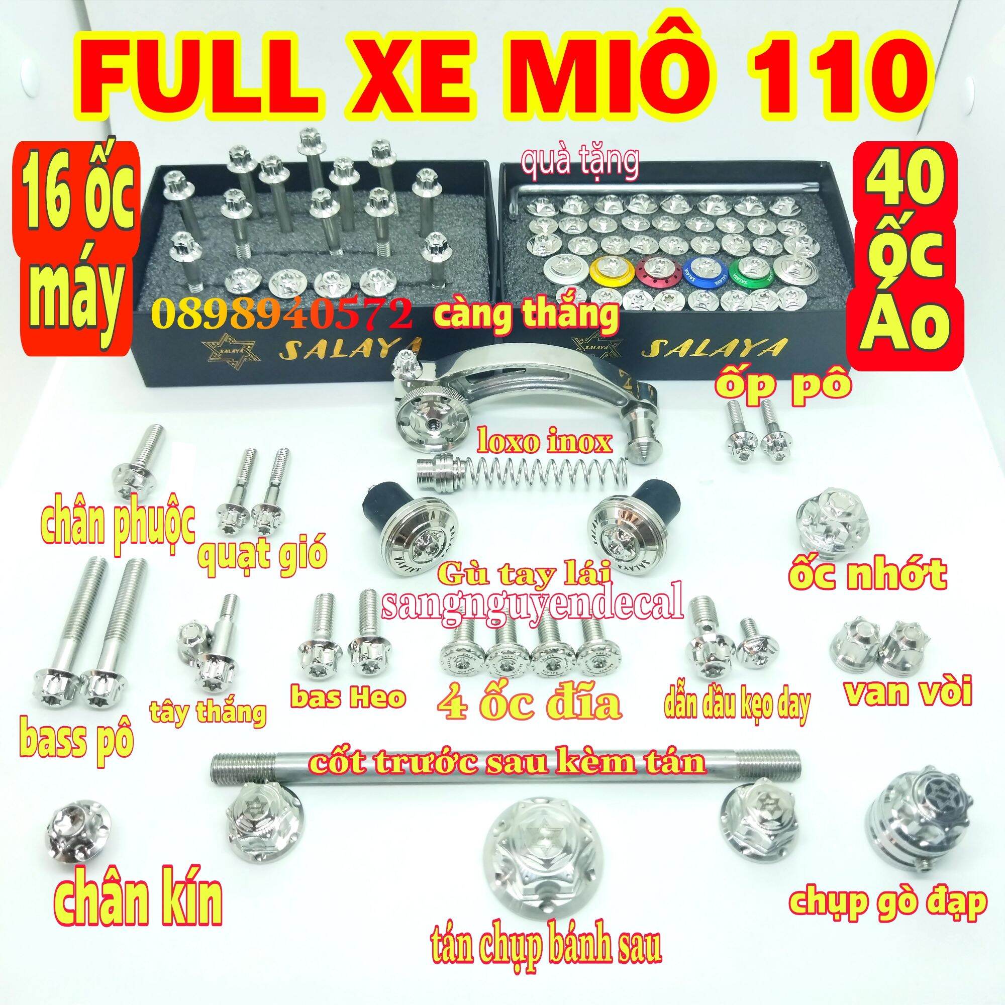 full ốc salaya inox 304 xe miô 110
