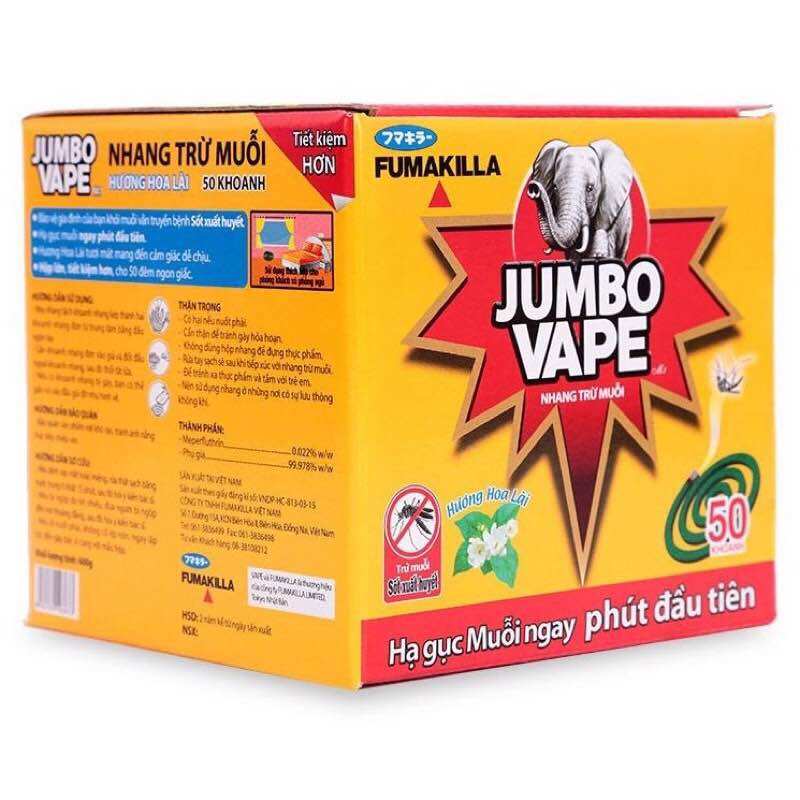 [HỘP 50 KHOANH] NHANG MUỖI JUMBOVAPE HƯƠNG HOA LÀI