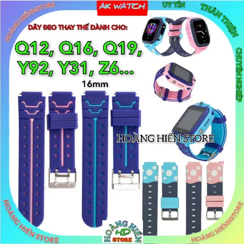 Dây đeo cho đồng hồ thông minh Q12, Q16, Y92, Y31...kèm 2 chốt