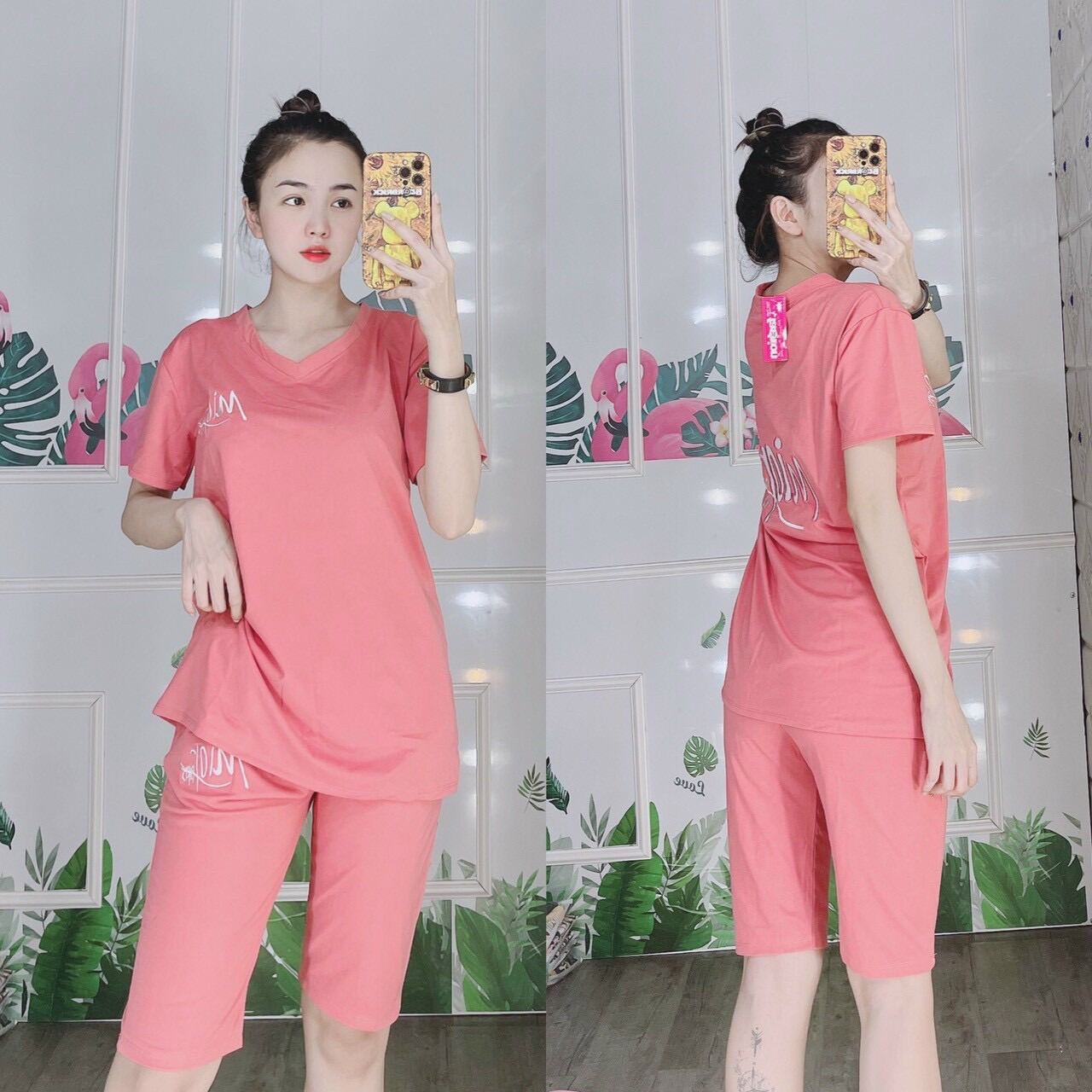 Đồ bộ nữ mặc nhà, set bộ đồ thun lửng cotton mặc nhà dễ thương bigsize