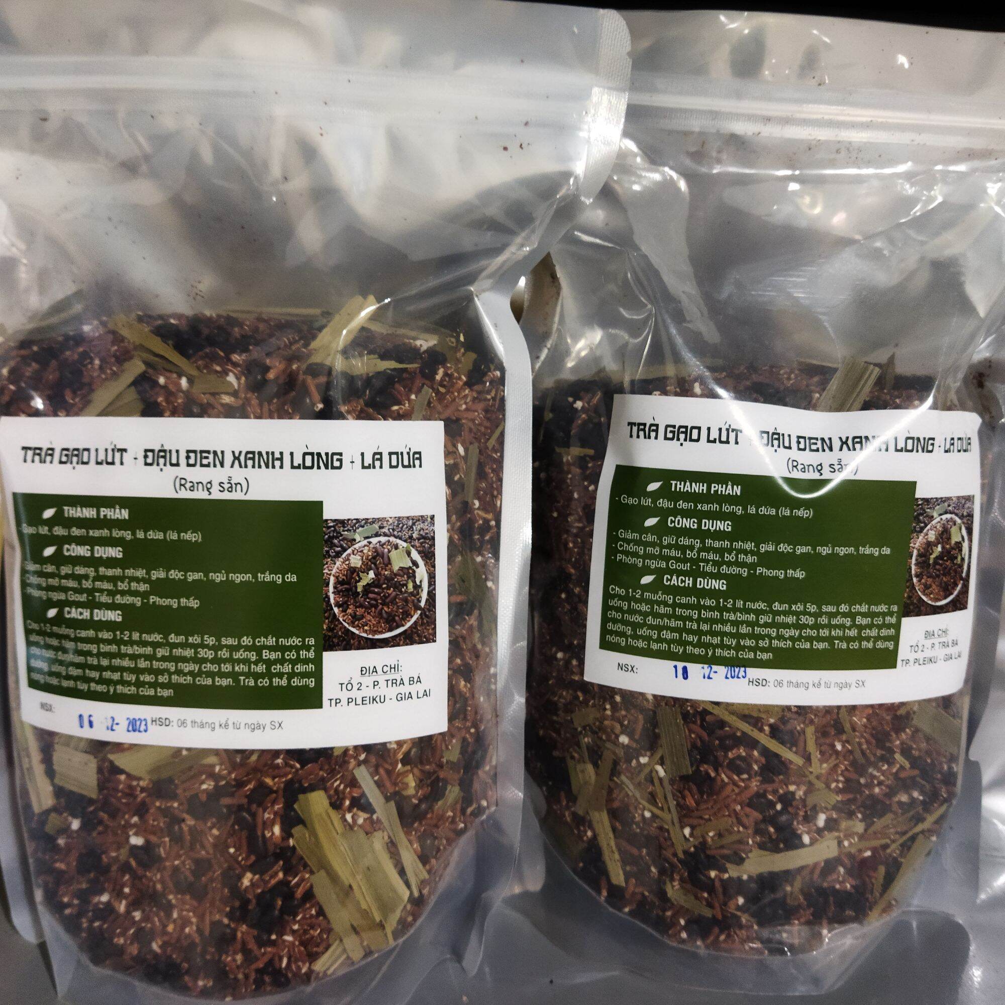 1kg Trà gạo lứt + đậu đen xanh lòng + Lá Dứa