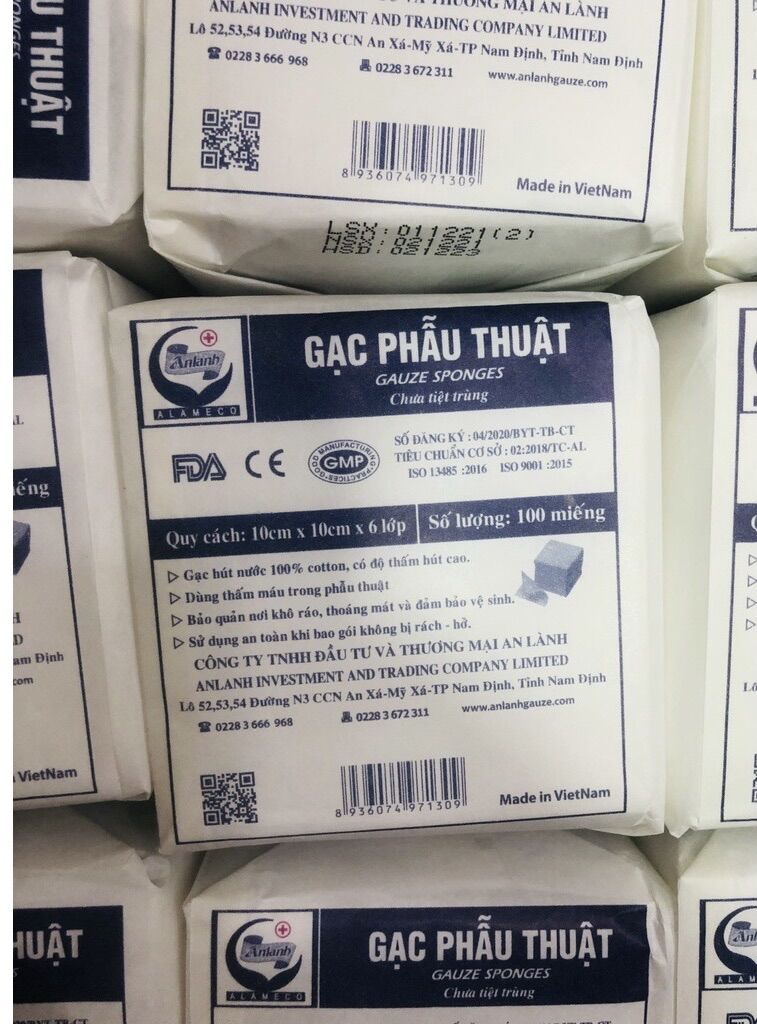 Gói 100 miếng gạc đắp mặt tiệt trùng dùng trong thẩm mĩ viện, spa
