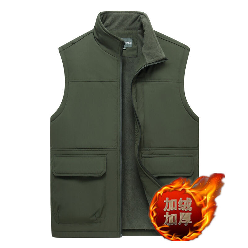 Dày Dặn Lông Cừu Warmth  Áo Hai Dây Nam Thoải Mái Đa Năng Bỏ Túi Áo Giữ Nhiệt Vai Miếng Lót Vai Trang Phục Công Sở Thoải Mái Áo Sơ Mi Cổ Đứng Áo