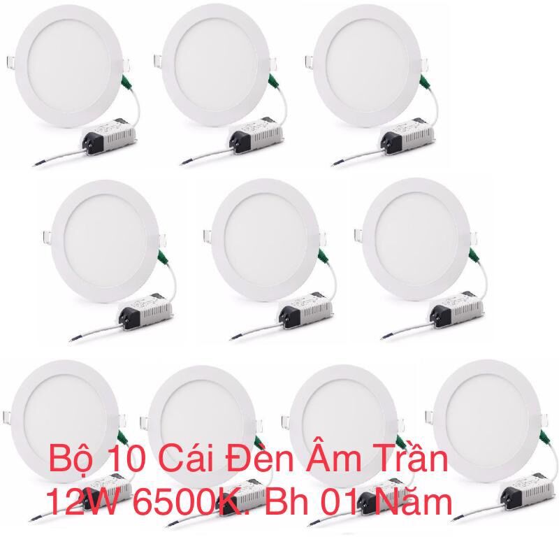 Bộ 10 cái đèn led âm trần mỏng 12w tròn trắng | khoét lổ 150mm sử dụng điện áp 220v. bảo hành 12 tháng. kopri