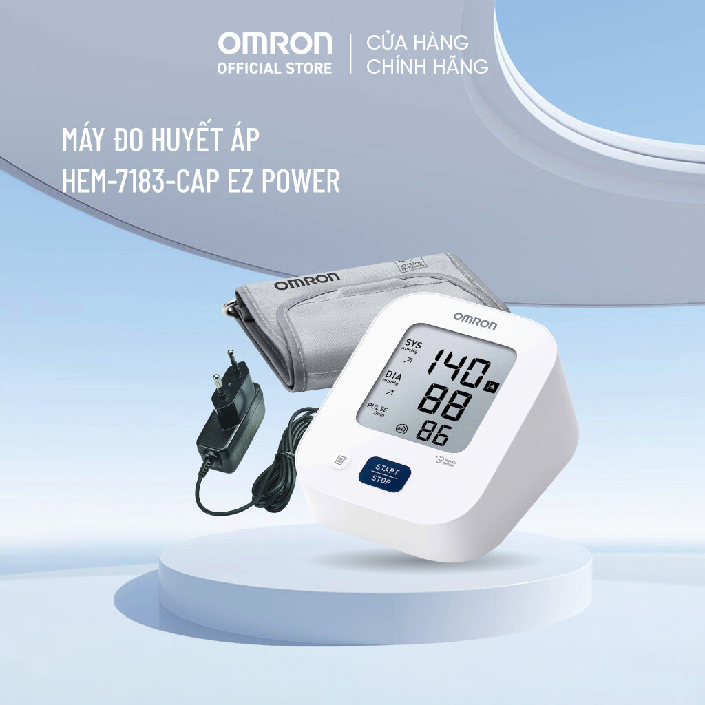 (New Model 2026 - Adapter Included) Omron Ez Power Blood Pressure Monitor Hem-7183-Cap - 5-Year Warranty