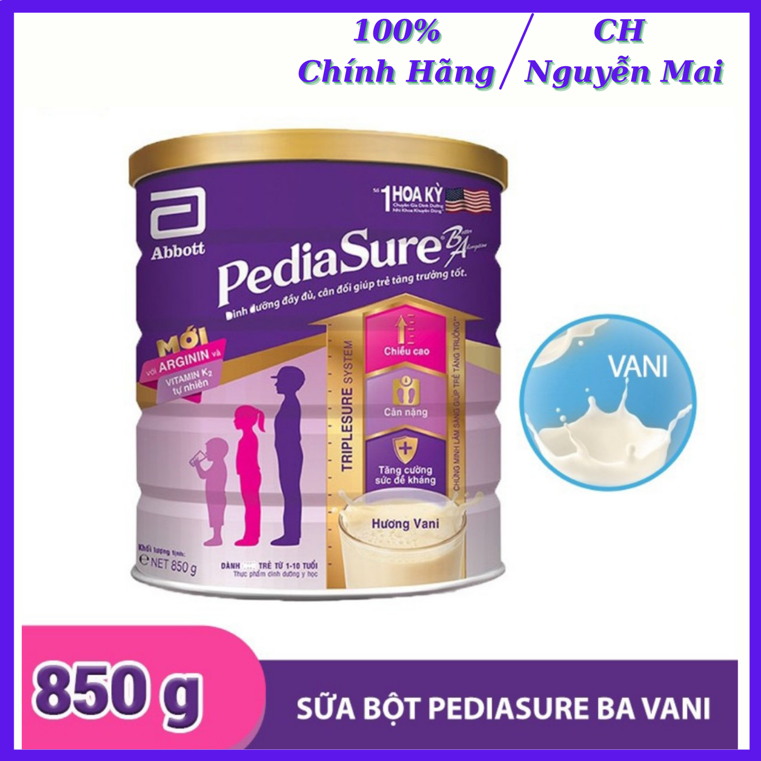 Sữa bột pediasure 850g - hương vani
