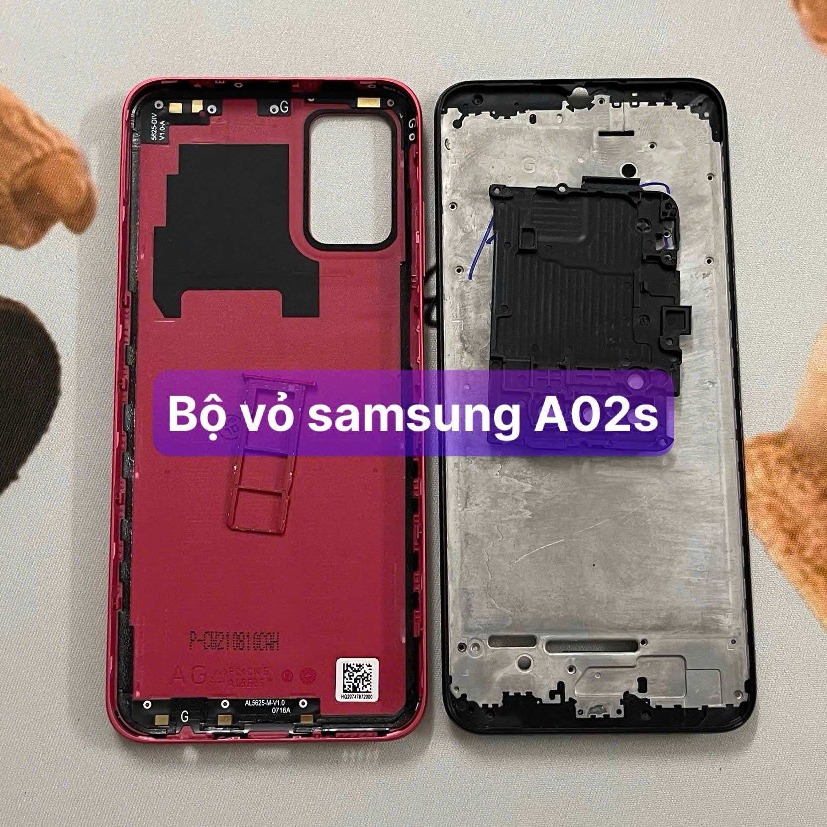 bộ vỏ xương samsung A02s,kèm khay sim,phím,kính camera