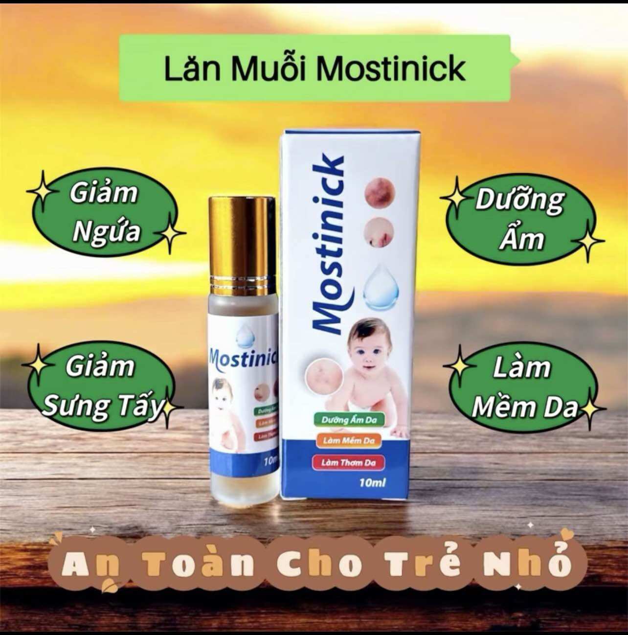 ✅{Chính Hãng} Mostinick - Lăn bôi vết muỗi đốt, côn trùng cắn, làm dịu nhanh sưng tấy, giảm ngứa, mờ thâm trện da, dưỡng ẩm, làm mềm da, an toàn cho trẻ sơ sinh,...(Lọ 10ml)