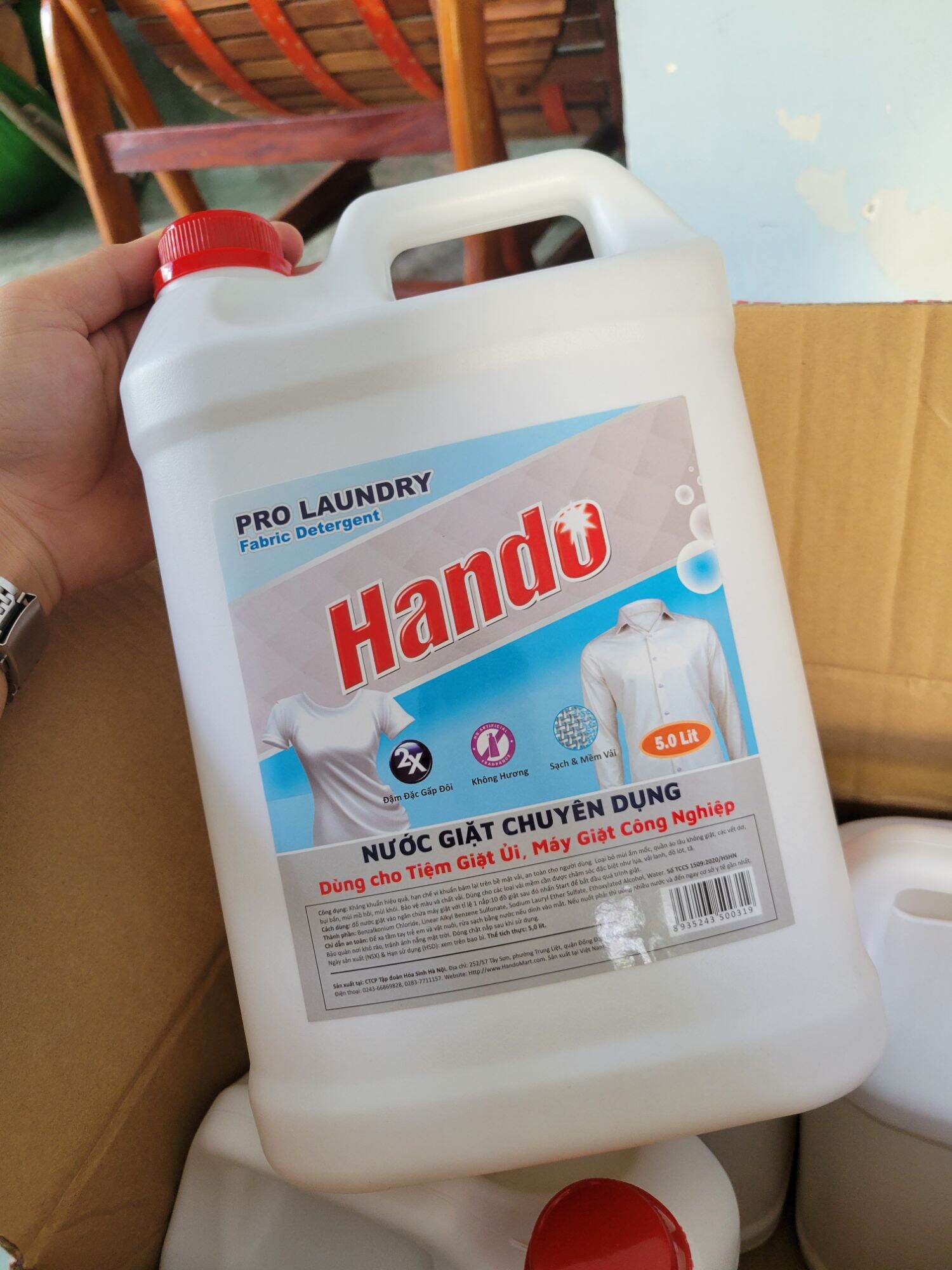Thùng 04 Can nước giặt không mùi 5L Hando