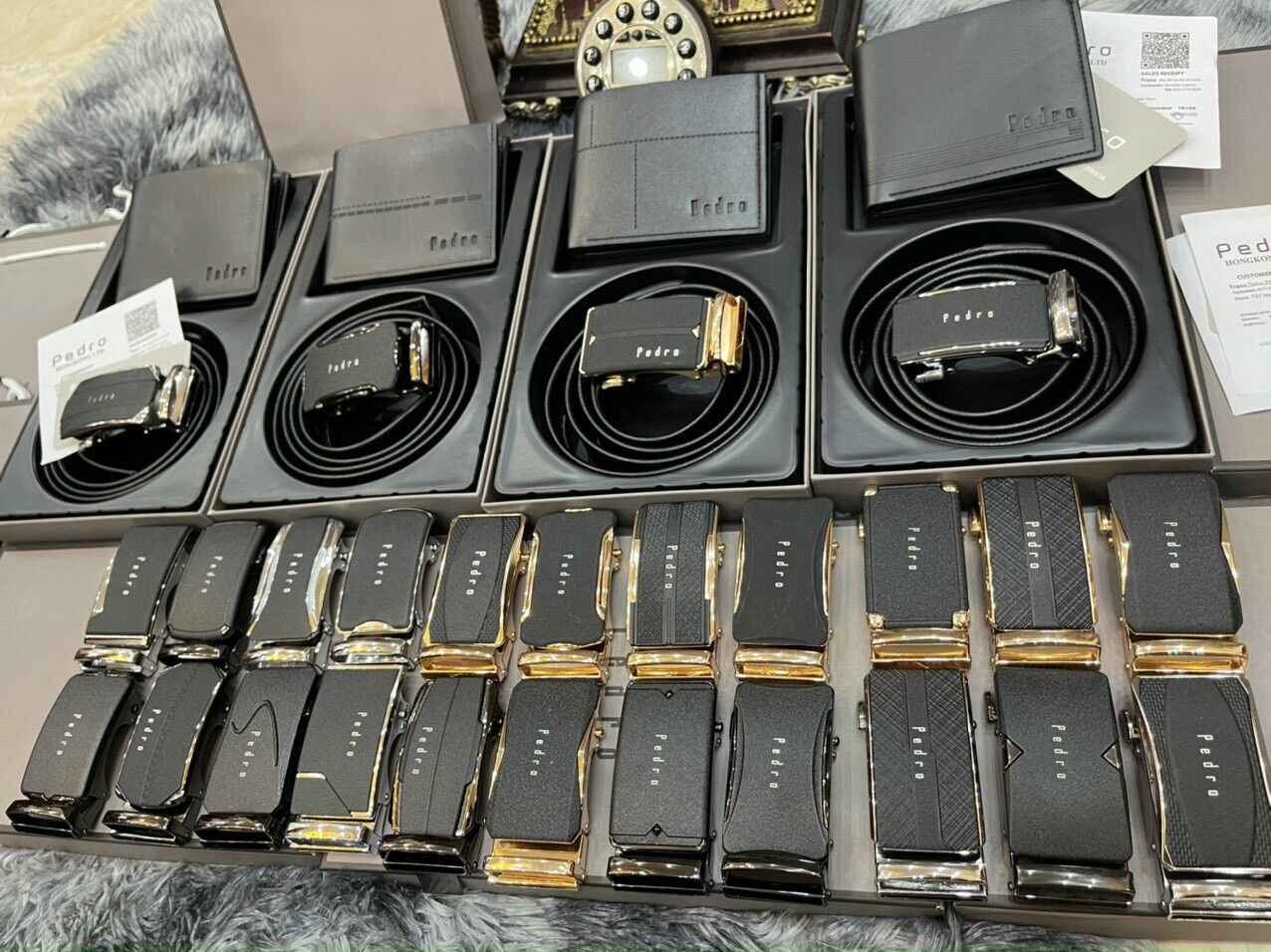 Set mặt, dây lưng kèm ví pe ro fullbox túi giấy