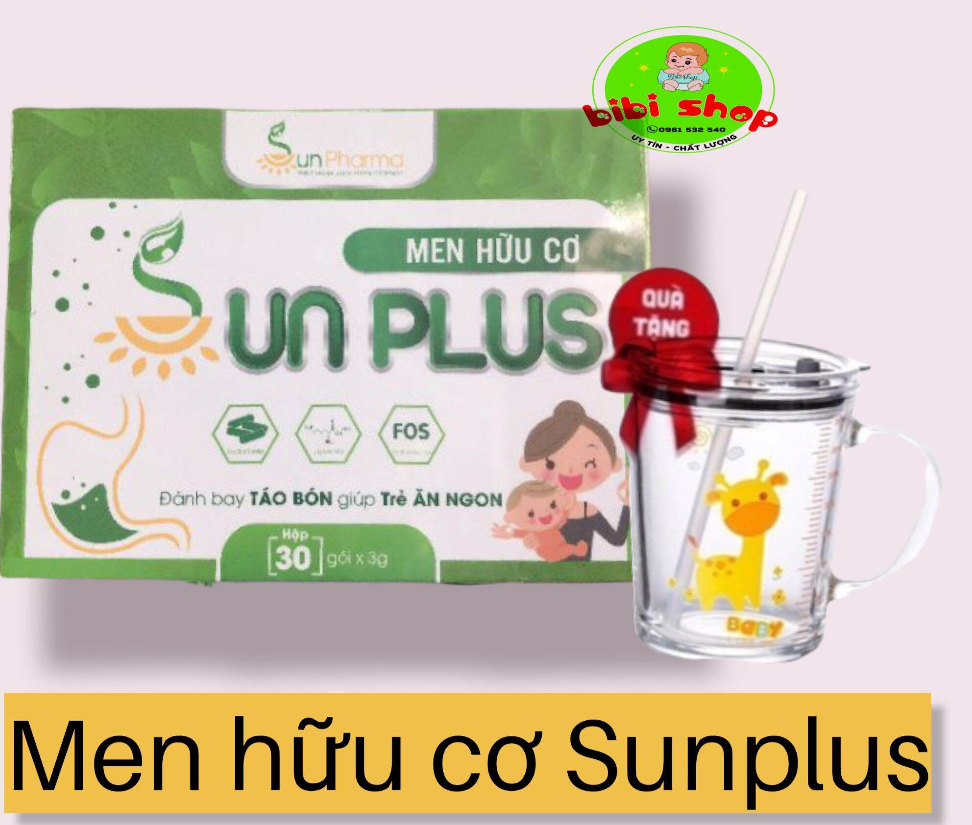 Men Sunplus men sống hữu cơ Sunplus tặng ly