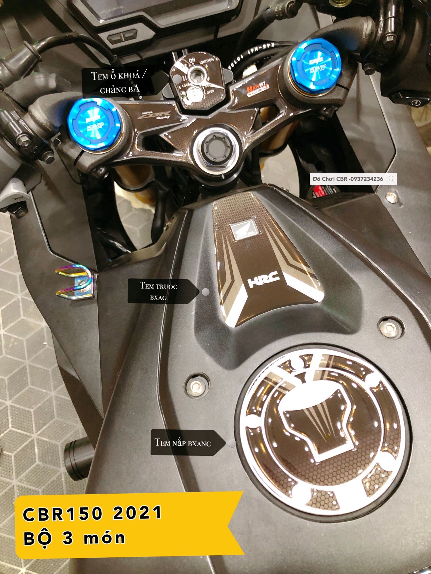 Bộ tem 3 món CBR150 2021 - tem dán CBR150R