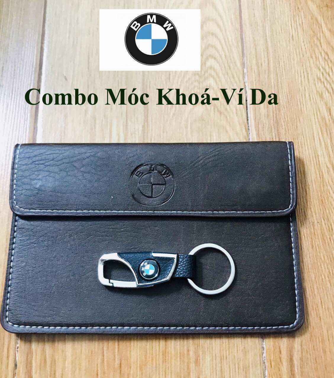 Combo móc khoá-ví da Logo BMW