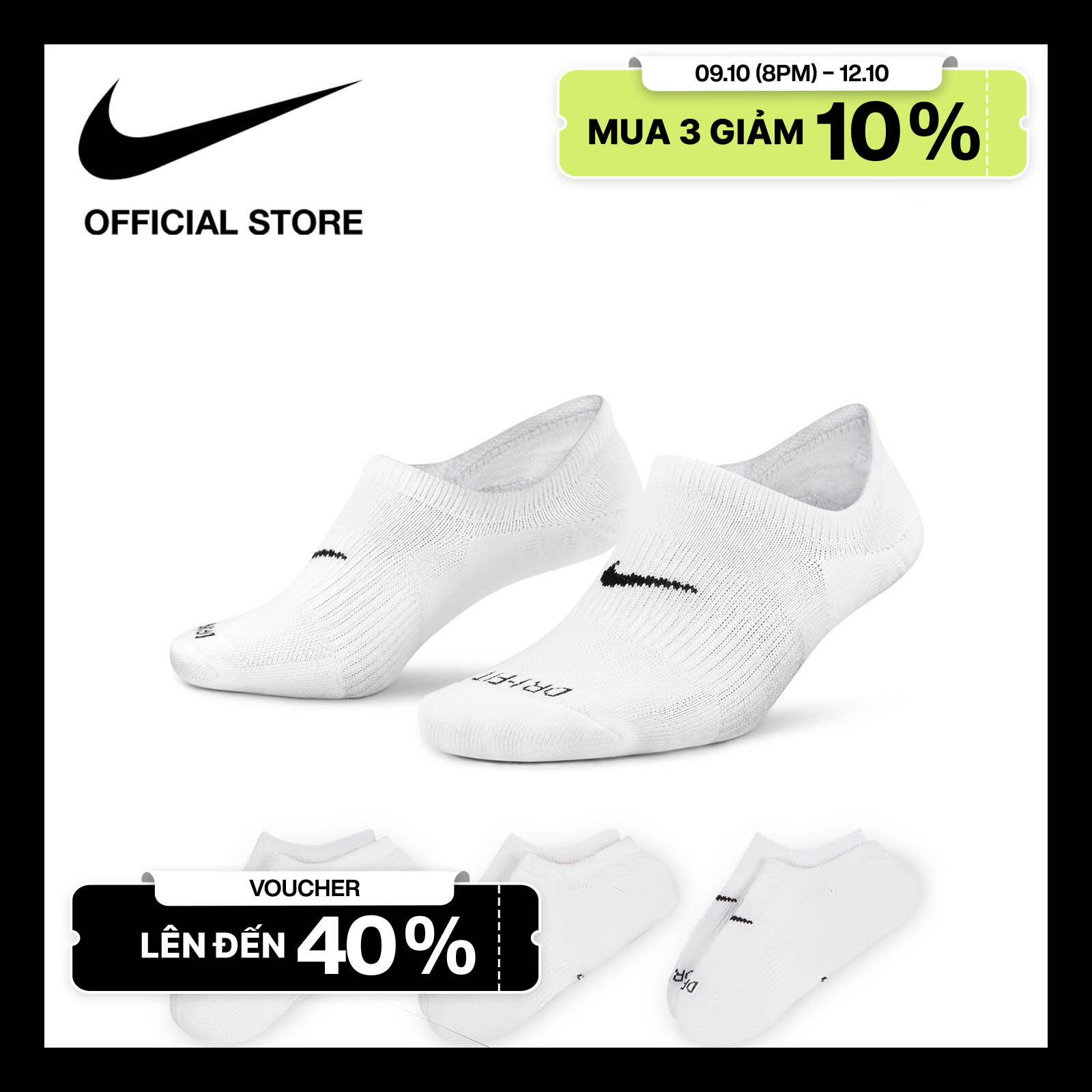 [TỪ 20H 9.10 - 12.10 | VOUCHER ĐẾN 40%] Tất luyện tập cổ ngắn nữ Nike Everyday Plus Cushioned (3 đôi) - MULTI-COLOR
