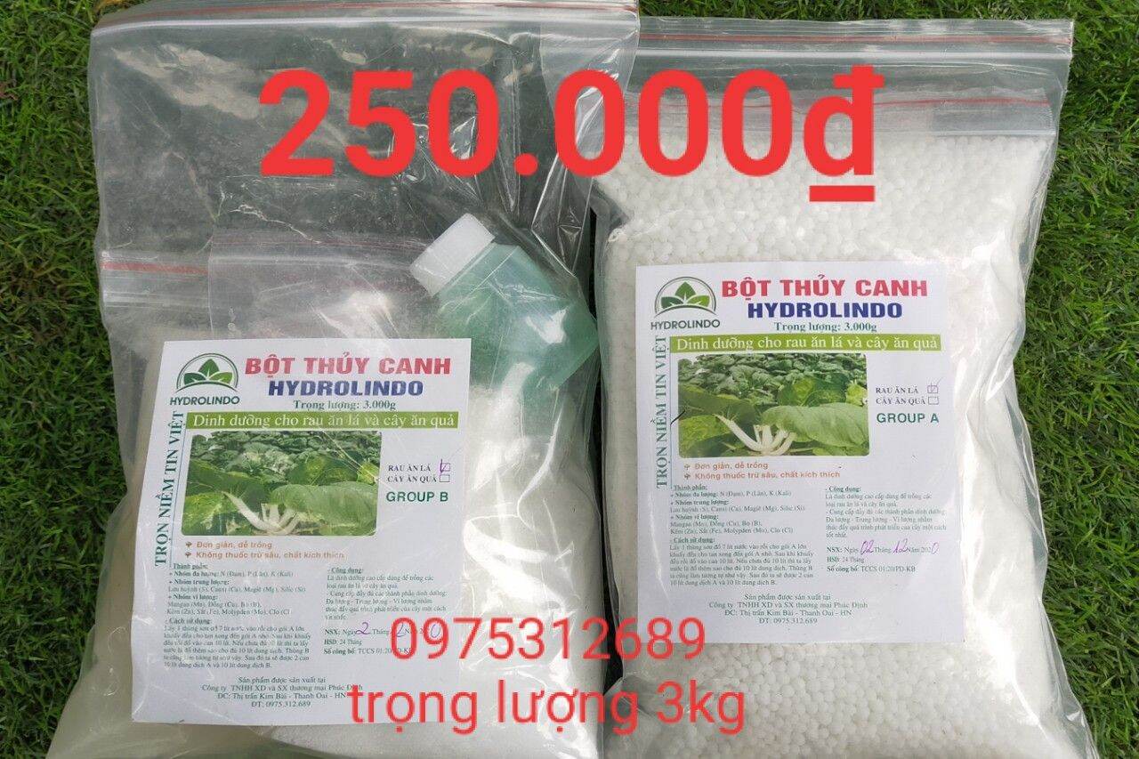 Dinh dưỡng thủy canh Hydrolindo cho cây ăn lá dạng BỘT