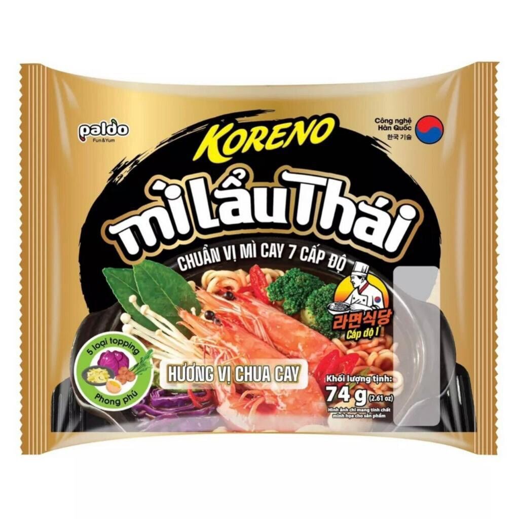 Thùng 20 gói mì lẩu thái Koreno chuẩn vị mì cay 7 cấp độ