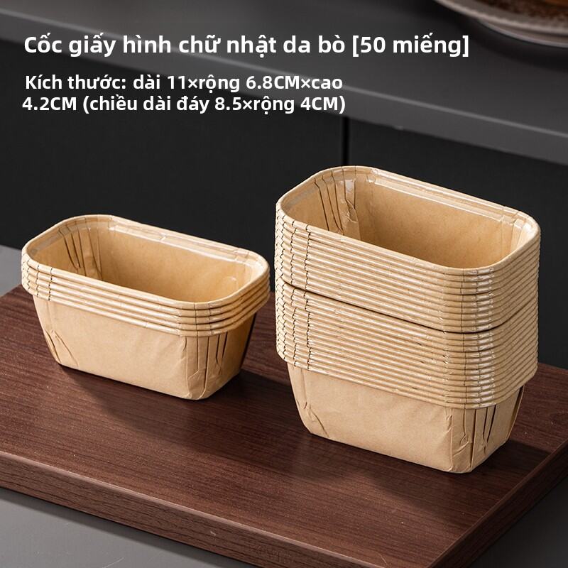Hộp Đựng Bánh Hình Vuông Dùng Một Lần Có Nắp Khuôn Nướng Dụng Cụ Đựng Bánh Mì Chất Liệu Giấy Nhà Bếp