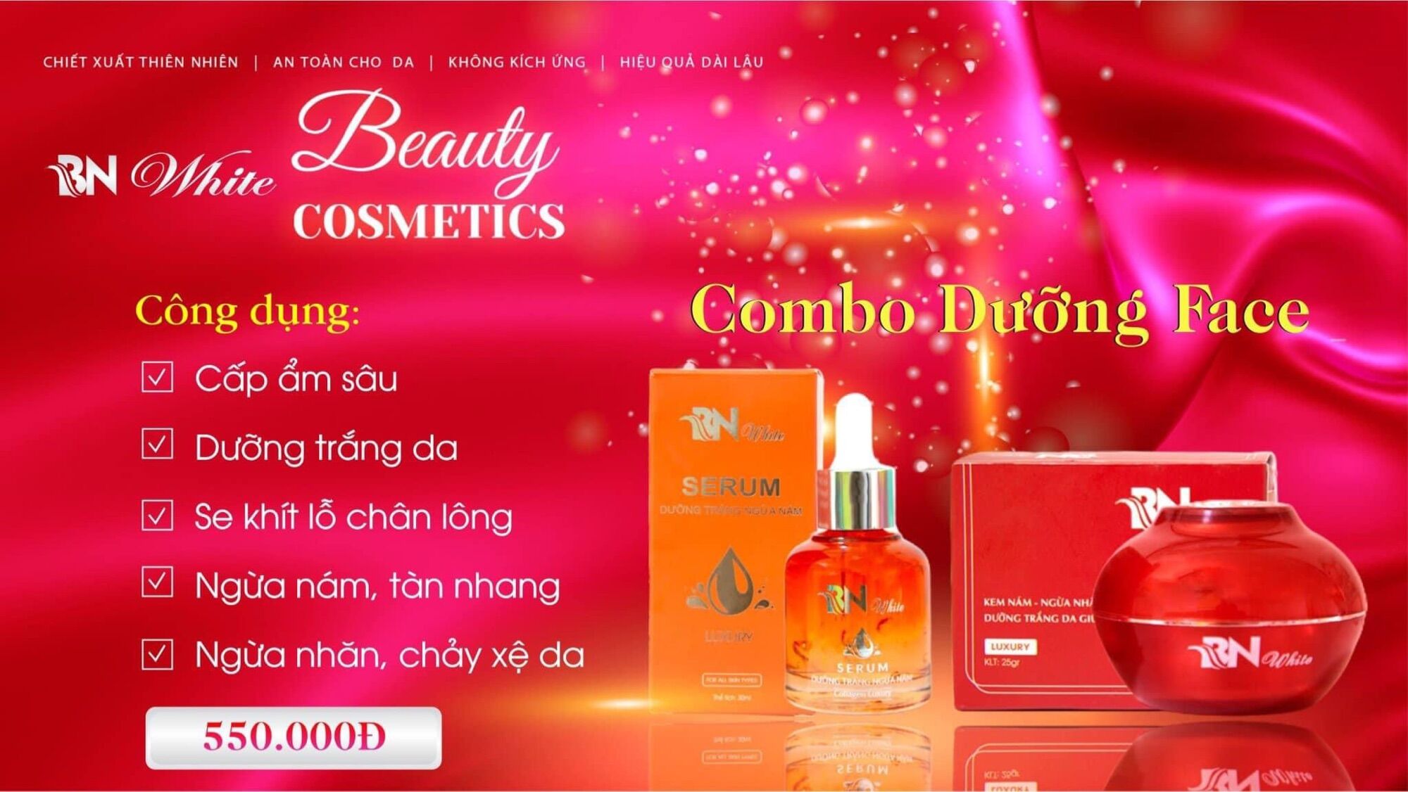 Bn White New Model Combo Includes: Face Cream 20g + Serum 50ml + Free Sunscreen