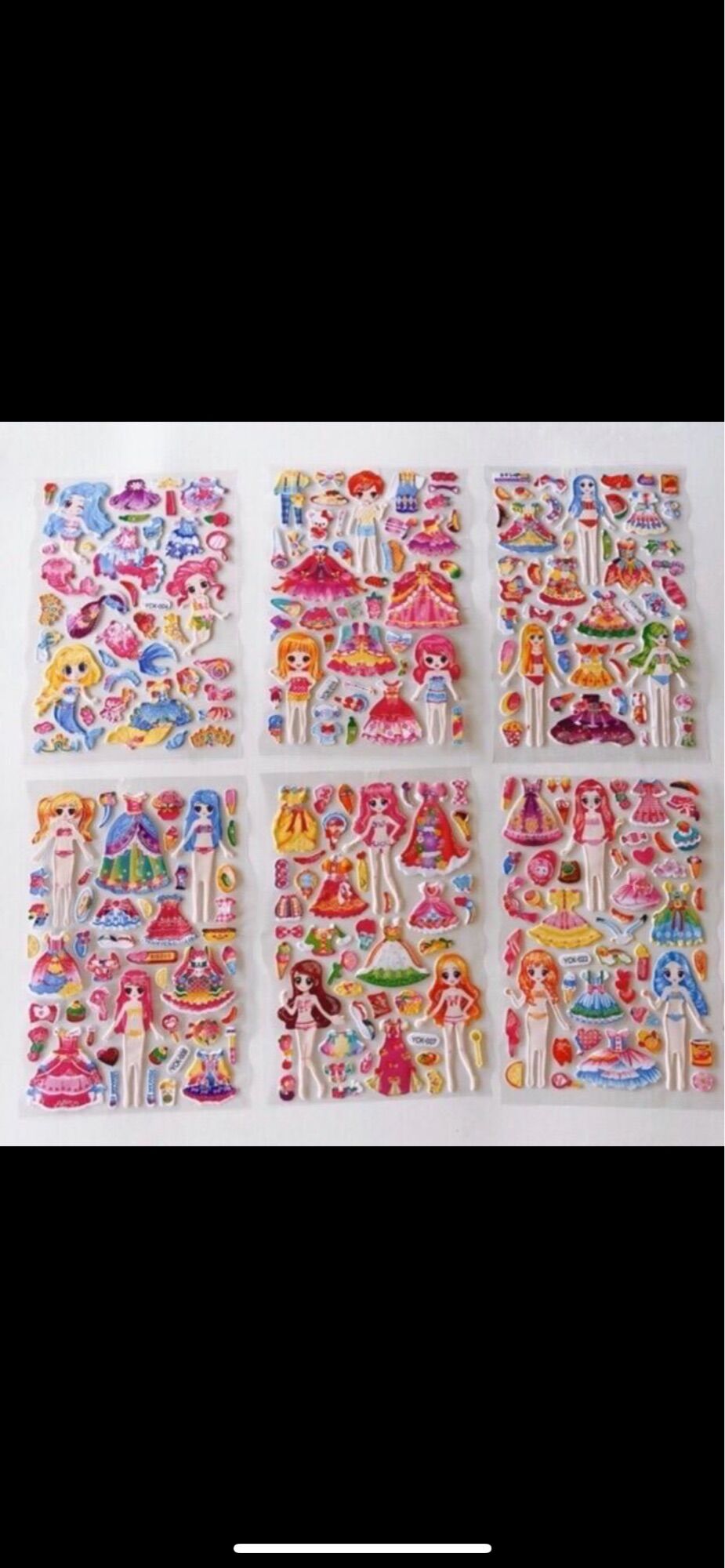 [HCM]Set 10 bộ Sticker dán nổi búp bê 3D