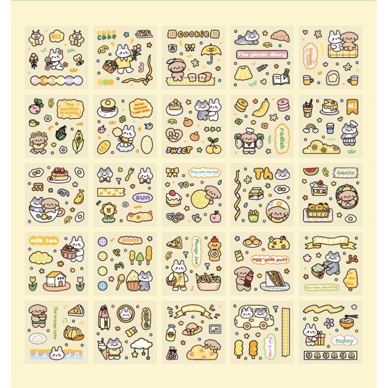 Sticker hộp 100 tấm cute Forest (PVC)