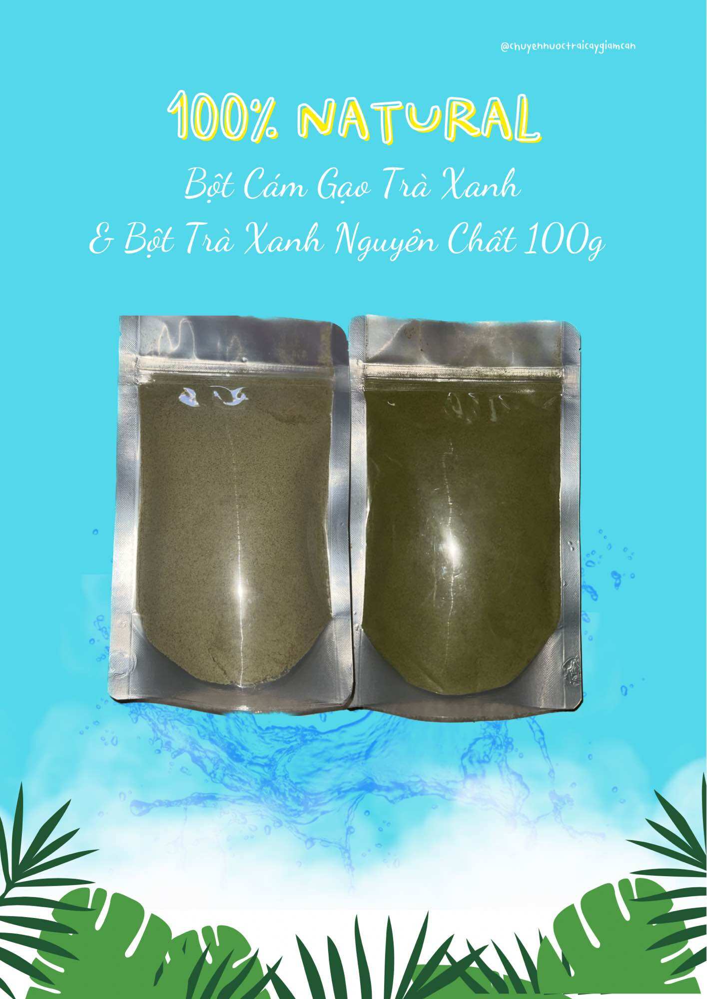 Bột trà xanh tẩy da chết mặt nạ trắng da 100gr