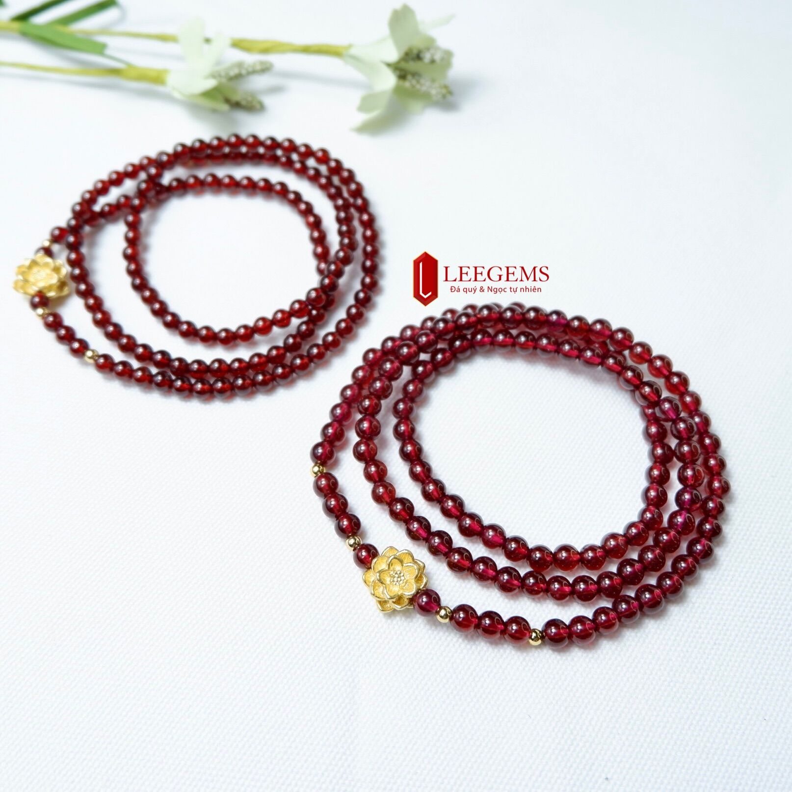 Chuỗi Ngọc Hồng Lựu - Garnet Tự Nhiên siêu đẹp dành cho nữ | Đá quý Leegems