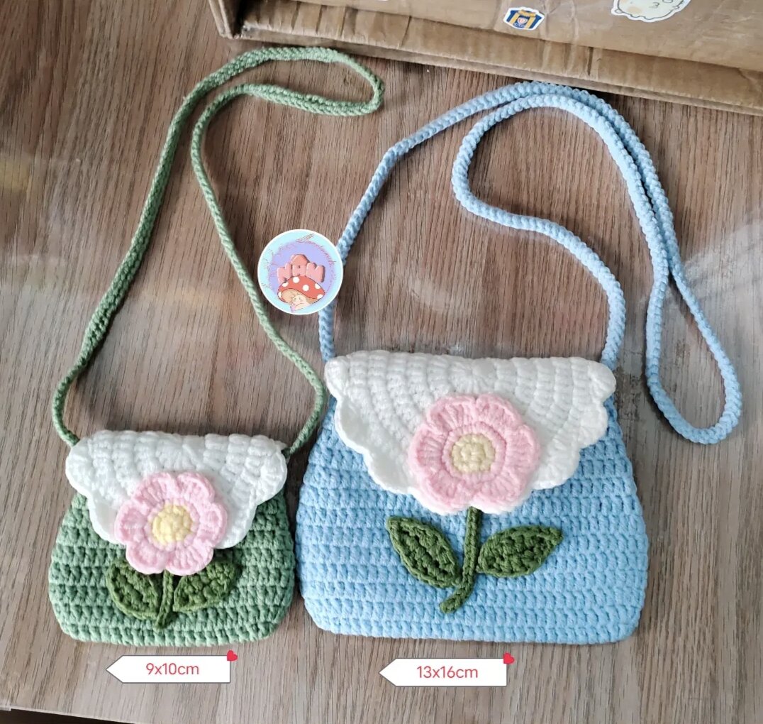 Túi hoa đeo chéo dễ thương bằng len | Nấm Handmade