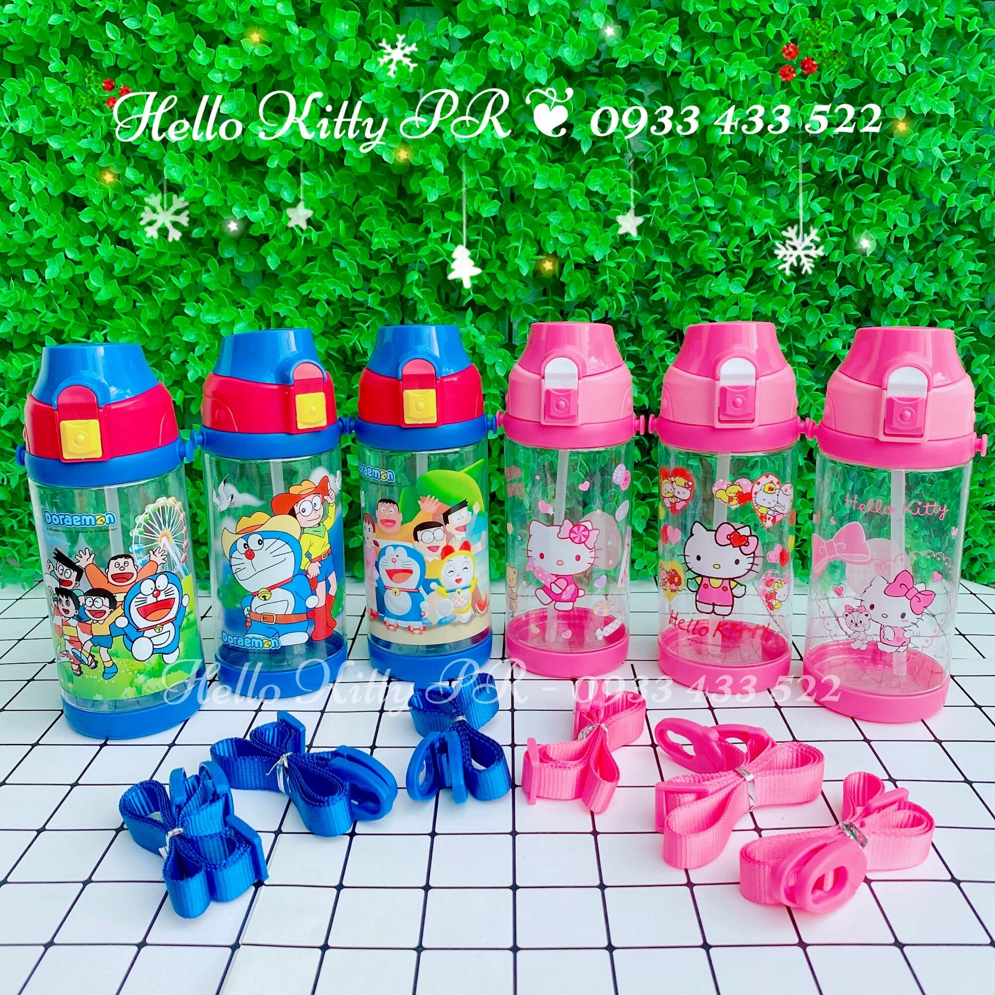 Bình nước có dây đeo Hello Kitty - Doremon Doraemon
