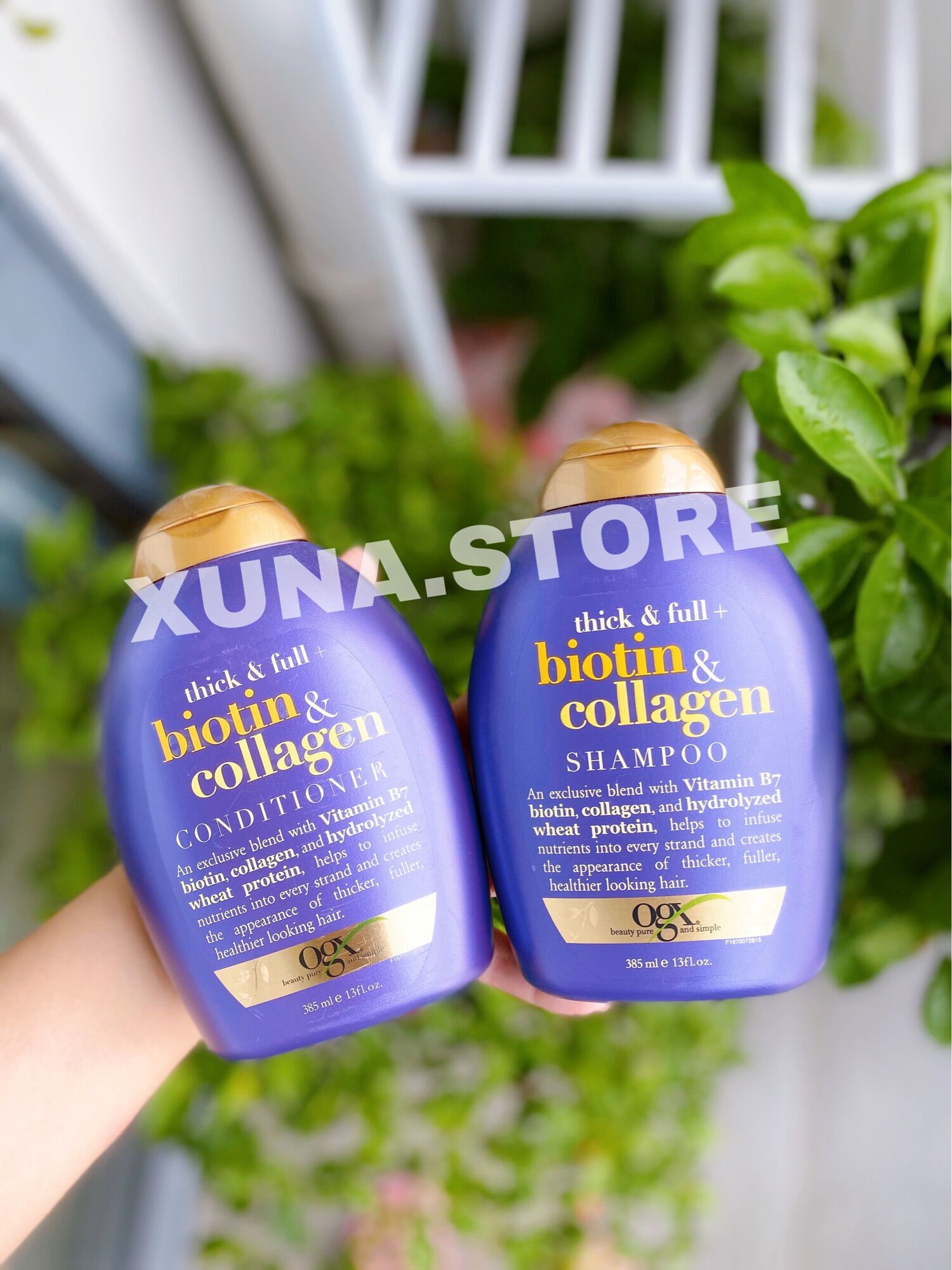 Dầu gội & xả biotin ogx 385ml