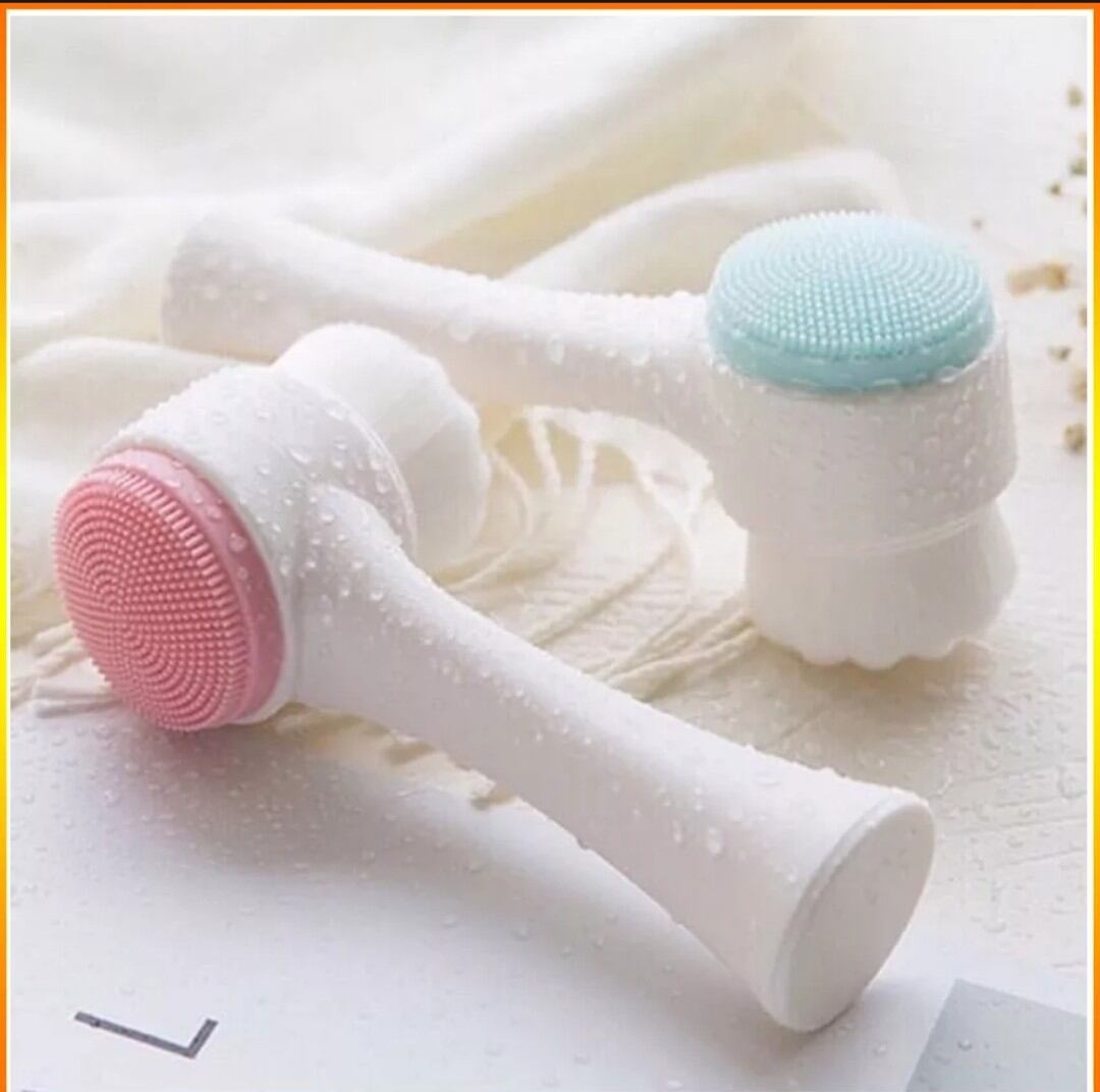 Cọ rửa mặt Massage 2 đầu cầm tay silicon