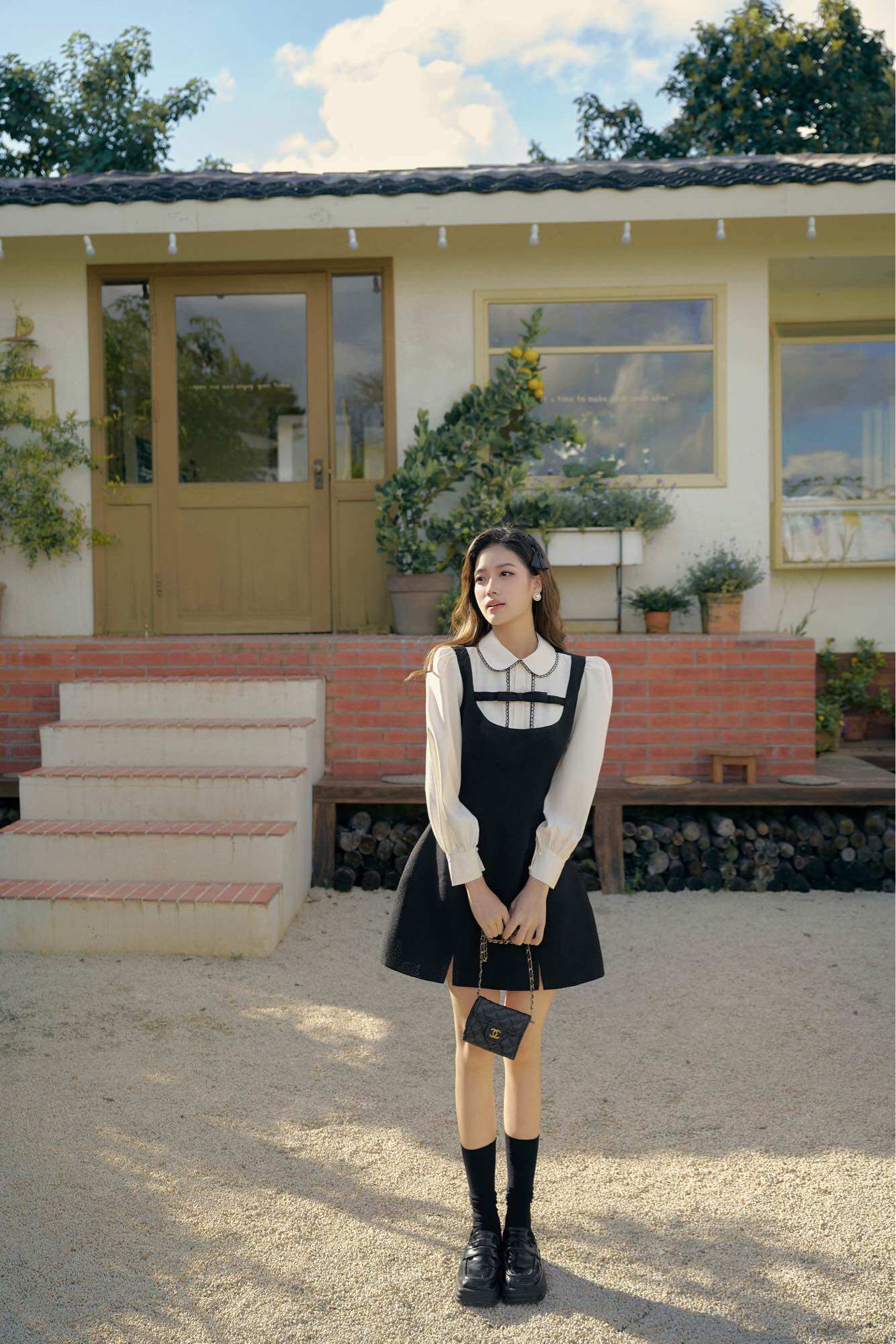 Céleste - váy tweed đen molly dress