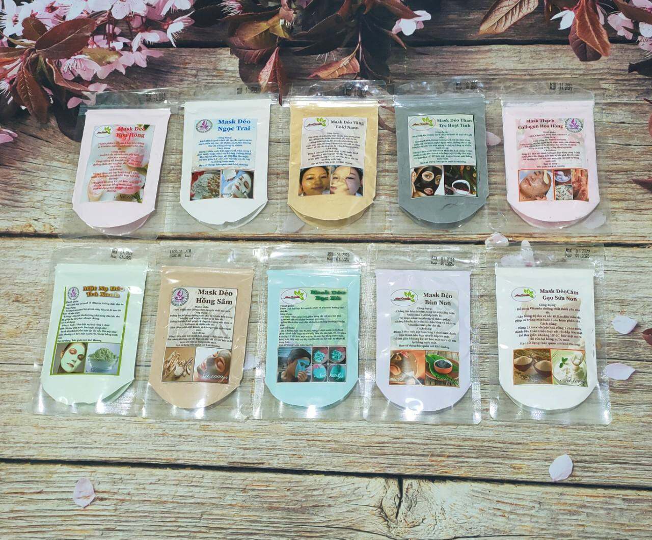 100g mặt nạ  dẻo bạc hà/dẻo hoa hồng/dẻo cám gạo bùn non