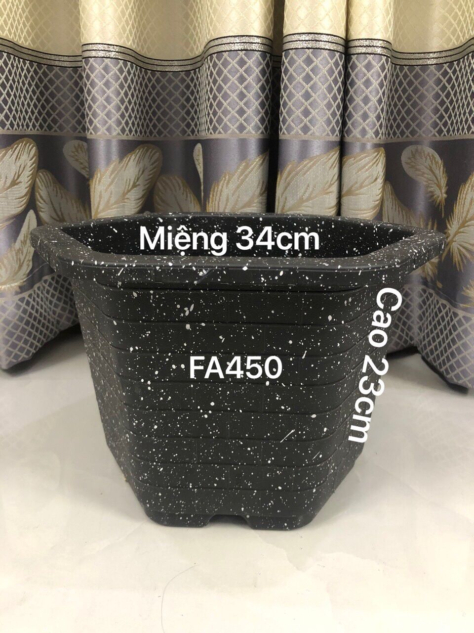 Chậu nhựa trồng cây 5 cái lục giác FA450 vân đá đen loại dày dặn