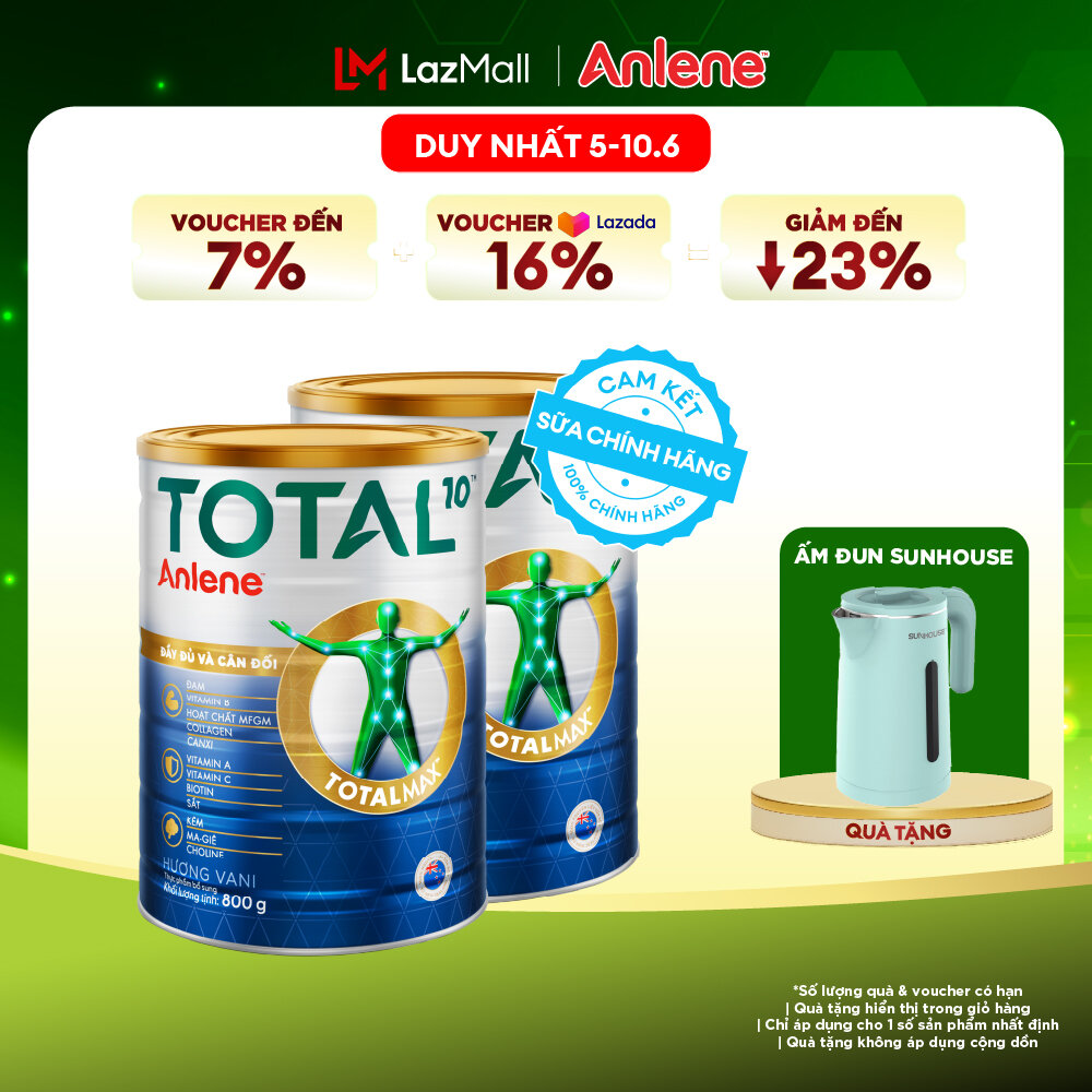 [Voucher giảm đến 26%]Combo 2 Sữa Bột Bổ Sung Dinh Dưỡng Anlene Total 10 Lon 800G