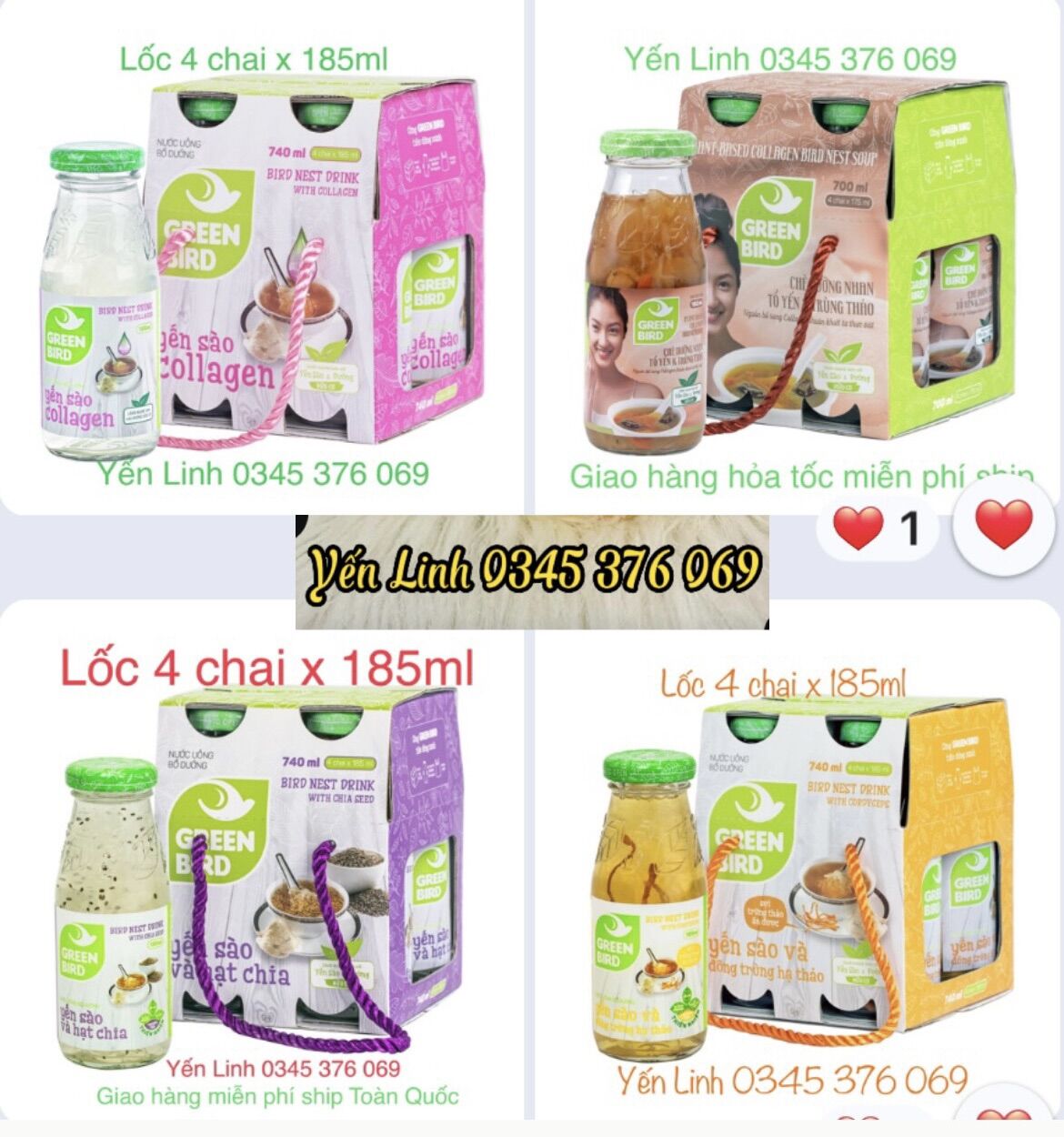 YẾN SÀO VÀ COLLAGEN (Lốc 6 chai x 185ml)