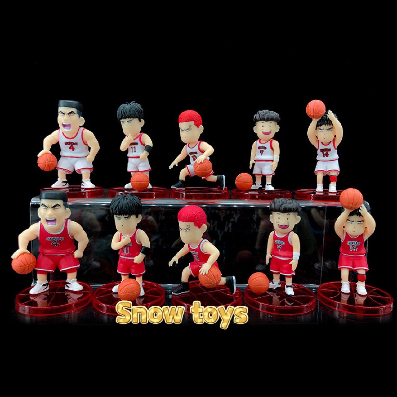 Mô hình Slam Dunk - Trọn bộ Team Shohoku đỏ và trắng - Hanamichi Rukawa Takenori Ryota Mitsui - Cao 8cm
