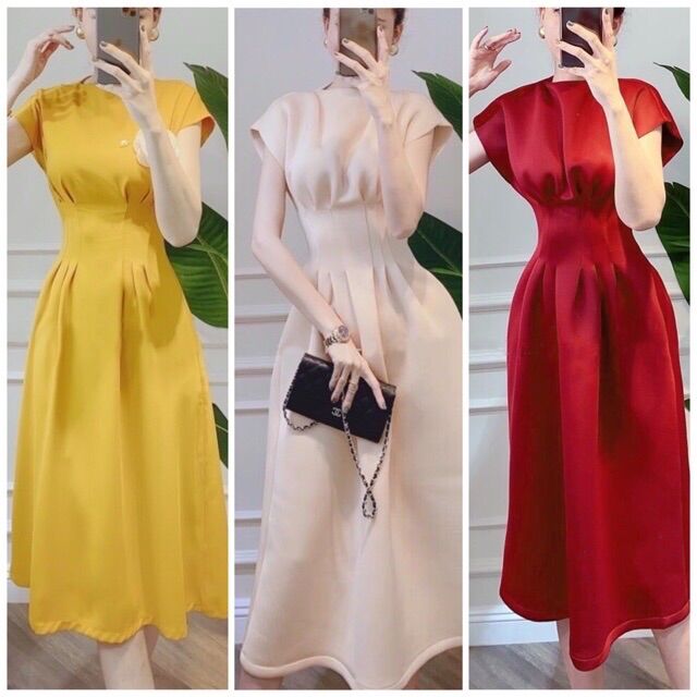 Đầm nữ dự tiệc xếp ly eo cực dể thương