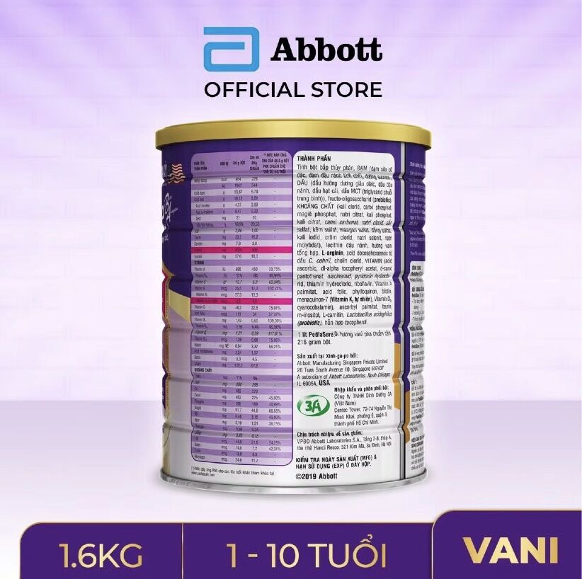 [FREESHIP MAX] Sữa bột Pediasure B/A 1.6kg hương vani