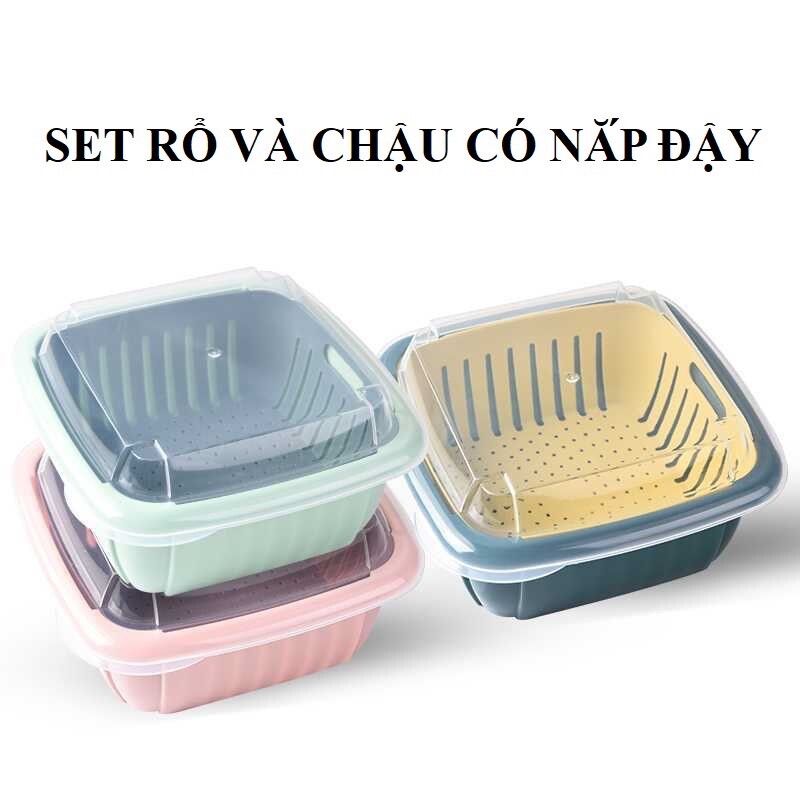 Combo bộ thau rổ có nắp