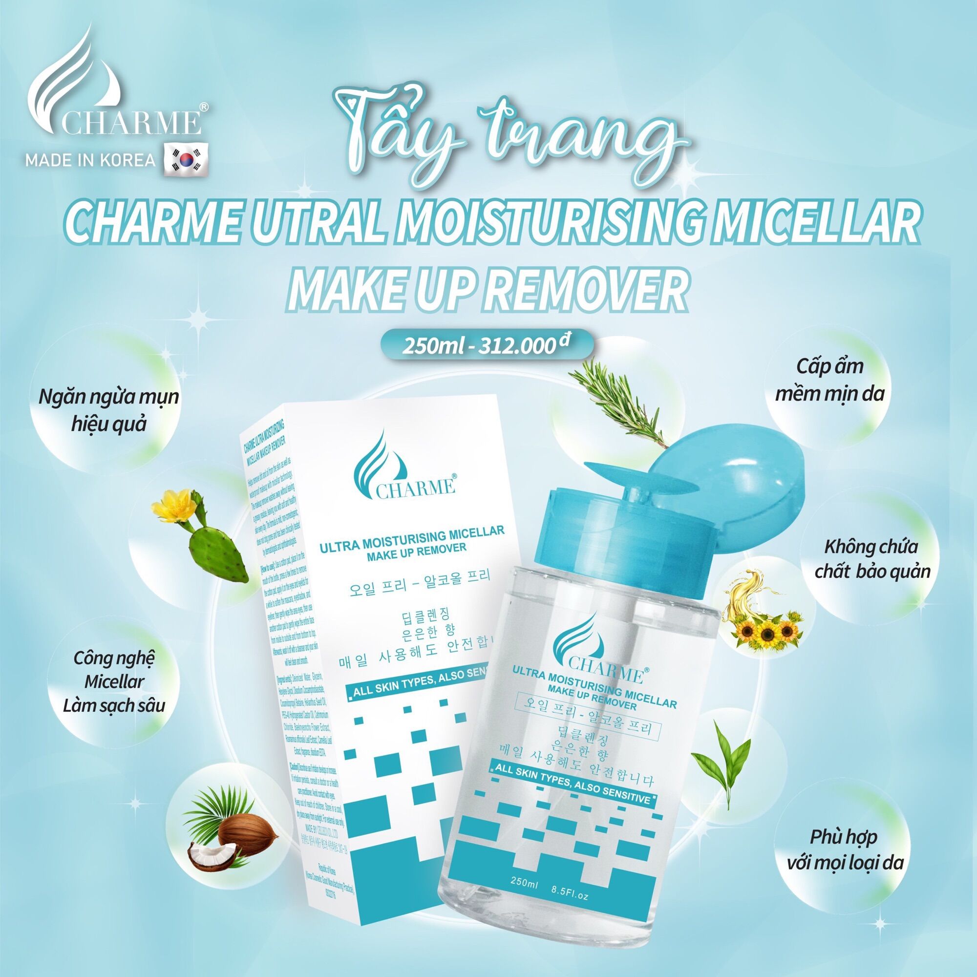 Nước tẩy trang Charme BEAUTY MAKE UP REMOVER