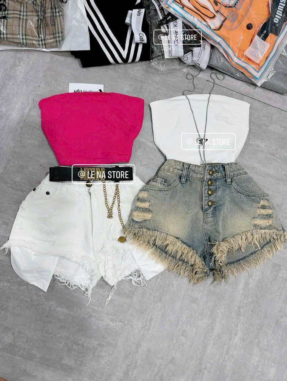 quần jean đùi , quần bò nữ lưng cao 4 nút phối rách tua rua dáng ôm tôn dáng thời trang  DAUTAY