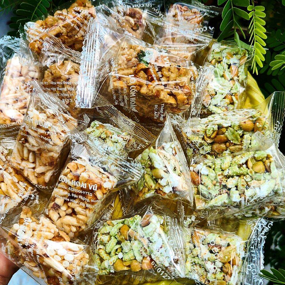 Cốm Miền Tây mix 3 loại 500g ( Cốm nếp lá dứa, cốm gạo gừng đậu phộng, cốm mì hành ngò)