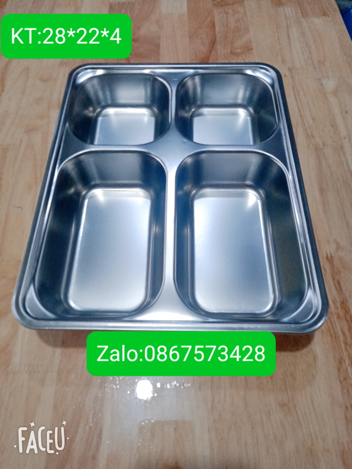 Khay cơm inox 4 ngăn loại dày inox 304 cao cấp