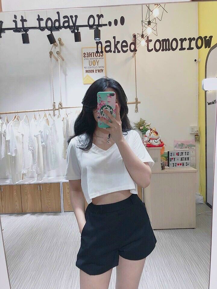 [HCM] ÁO KIỂU CROPTOP CỔ TIM ĐƠN GIẢN FROM FROM DƯỚI 50KG