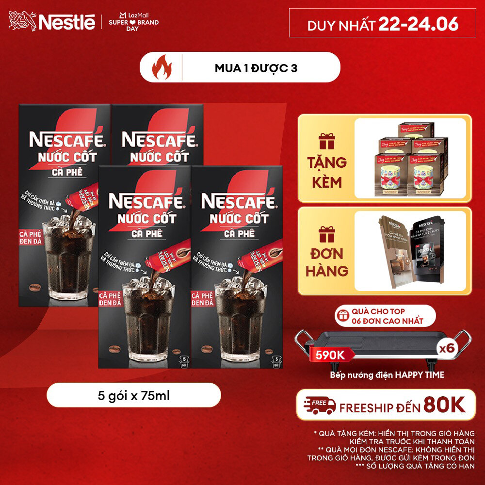 [ƯU ĐÃI THÁNG 6] Combo 4 hộp Nước Cốt Cà Phê NESCAFÉ Cà phê Đen Đá