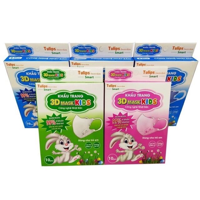 3 hộp khẩu trang tulip 3 màu 30 cái