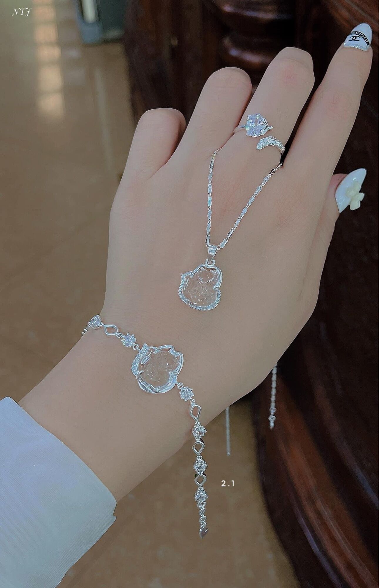 Set Hồ Ly Đá Bọc Bạc Chuẩn